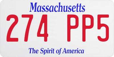 MA license plate 274PP5