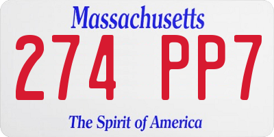 MA license plate 274PP7