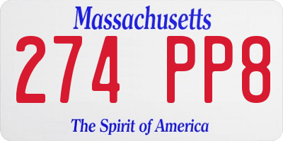 MA license plate 274PP8