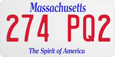 MA license plate 274PQ2
