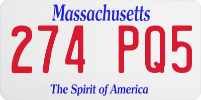 MA license plate 274PQ5