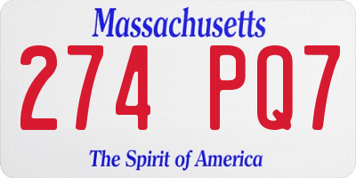 MA license plate 274PQ7