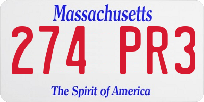 MA license plate 274PR3