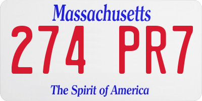 MA license plate 274PR7