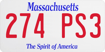 MA license plate 274PS3