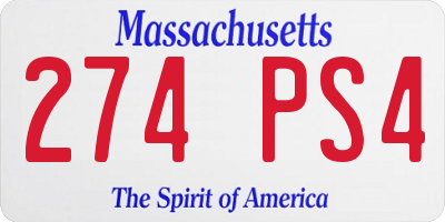 MA license plate 274PS4