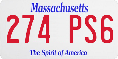 MA license plate 274PS6