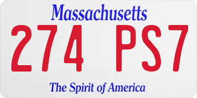 MA license plate 274PS7