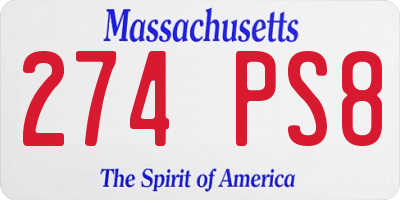 MA license plate 274PS8