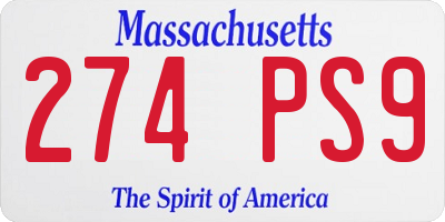 MA license plate 274PS9