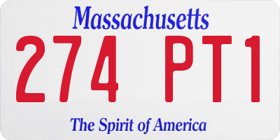 MA license plate 274PT1