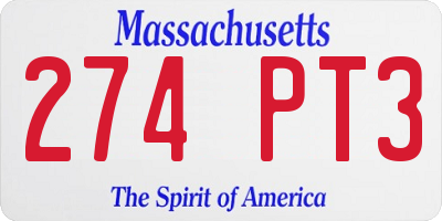 MA license plate 274PT3