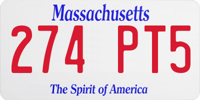 MA license plate 274PT5