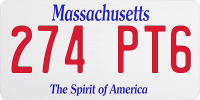MA license plate 274PT6