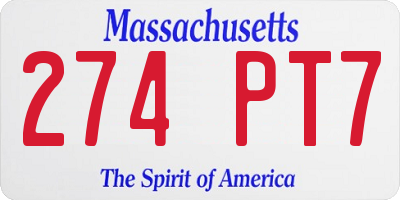 MA license plate 274PT7