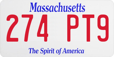 MA license plate 274PT9