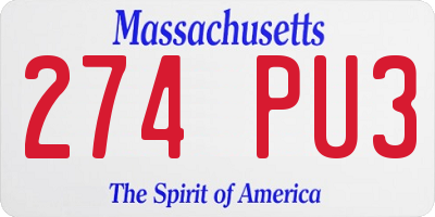 MA license plate 274PU3