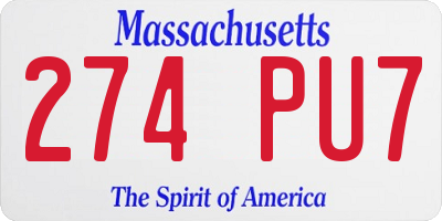 MA license plate 274PU7