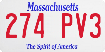 MA license plate 274PV3