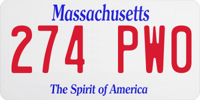MA license plate 274PW0