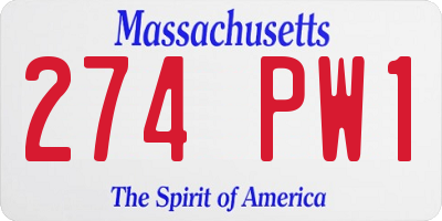 MA license plate 274PW1