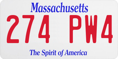 MA license plate 274PW4