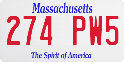 MA license plate 274PW5