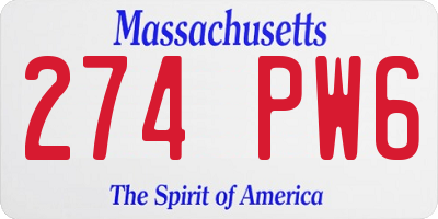 MA license plate 274PW6