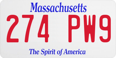 MA license plate 274PW9