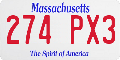 MA license plate 274PX3