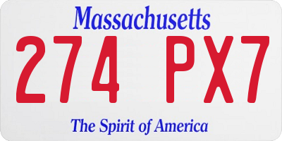 MA license plate 274PX7