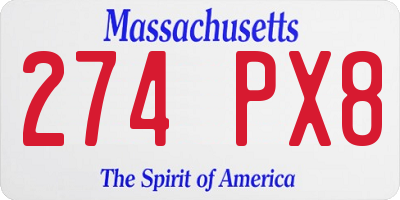 MA license plate 274PX8