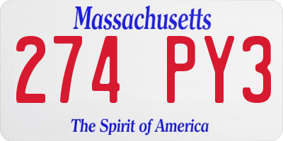 MA license plate 274PY3