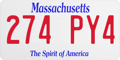 MA license plate 274PY4