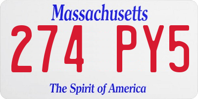 MA license plate 274PY5