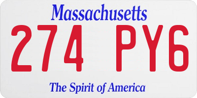 MA license plate 274PY6