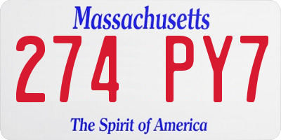MA license plate 274PY7