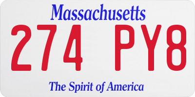 MA license plate 274PY8