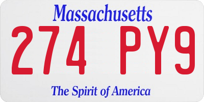MA license plate 274PY9
