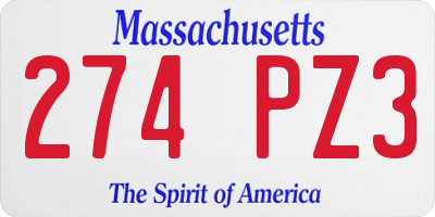 MA license plate 274PZ3