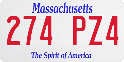 MA license plate 274PZ4