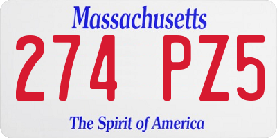 MA license plate 274PZ5