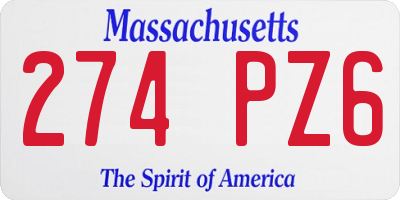 MA license plate 274PZ6