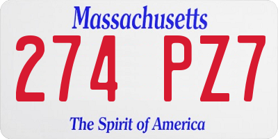 MA license plate 274PZ7