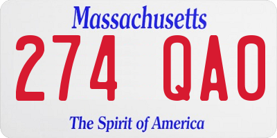 MA license plate 274QA0