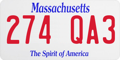 MA license plate 274QA3