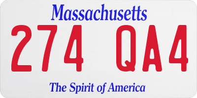 MA license plate 274QA4