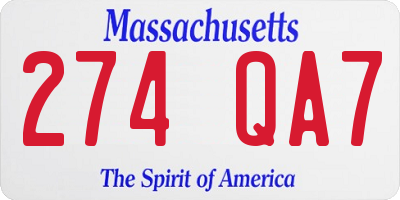 MA license plate 274QA7