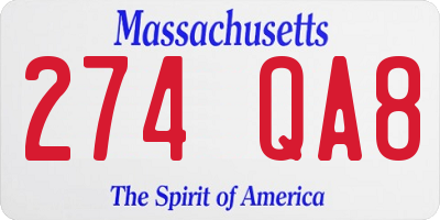 MA license plate 274QA8