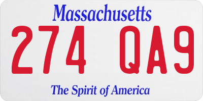 MA license plate 274QA9
